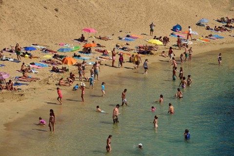 Bathing on the beach