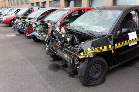 Passenger cars after the crash test