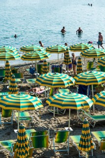 Rows of parasols on the beach