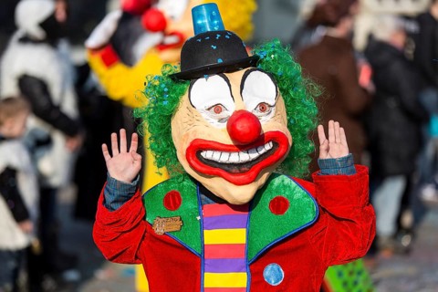 Little clown at the carnival procession of the Mattli guild