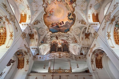 Frescoed ceilings and organ loft