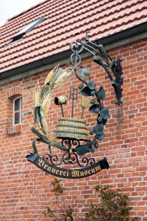 Handcrafted hanging sign of the Brewery Museum