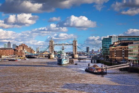 River Thames with HMS Belfast and Tower Bridge