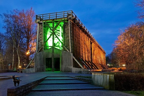 Illuminated salt works in the spa gardens