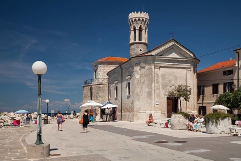 Waterfront with St Clement or Our Lady of Health Church and lighthouse
