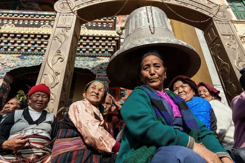 Native people in front of the Cinya Llama Gompa