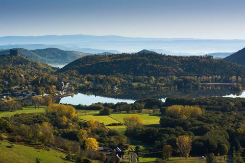 Lake Chambon and Murol Castle