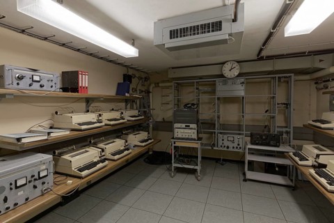 Telecommunications room with teleprinters