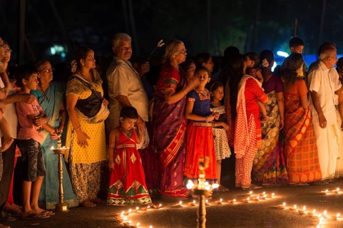 Hindus in a religious ceremony