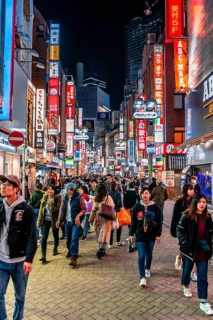 Very busy pedestrian zone with many shopping centers and shops