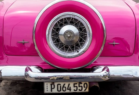 Pink convertible taxi