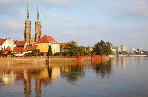 Odra River with Cathedral Island Ostrow Tumski