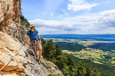 Climber on the Eichertsteig via ferrata