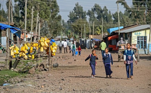 Girls on their way to school