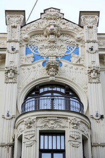 Art Nouveau facade of the house Alberta iela 8 or Albert Street 8