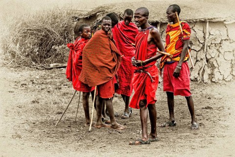 Masai warriors in the boma