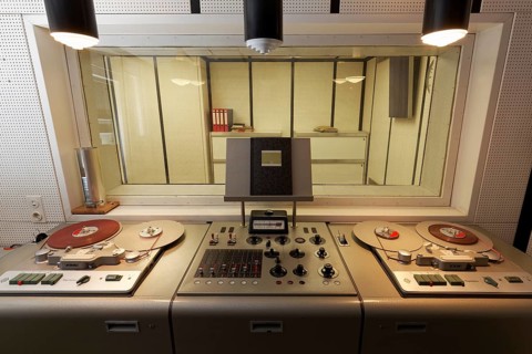 Analog recording studio with tape recorders