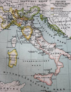 Map of Italy from 1500 to the beginning of the wars Napoleon I.