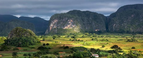 Tobacco fields and the Mogotes karst mountains