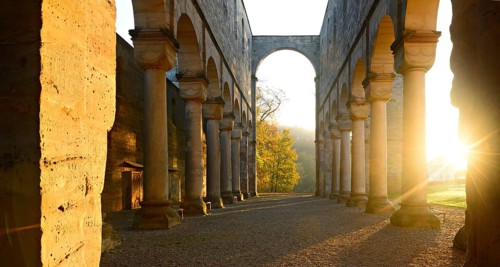 Sunrise in the ruins of the monastery church of Paulinzella