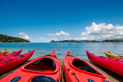 Kayaks on the beach
