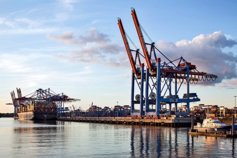 Container terminal Burchardkai in Waltershof Port of Hamburg