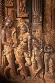 Hindu statues from the time of the Chalukya Empire in a temple at Aihole