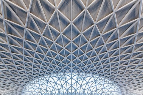 Modern roof construction by John Mc Aslan at King's Cross Station