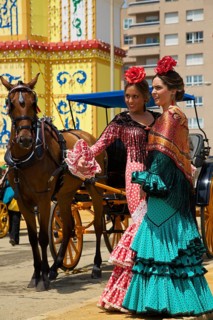 Flamenco dancers at the Feria de Abril