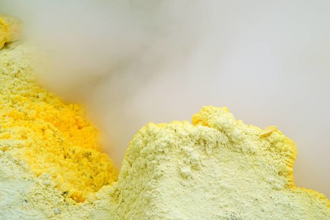 Deposited sulphur at the Ijen volcano