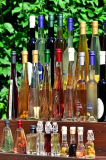 Market stall selling local liqueurs and brandies