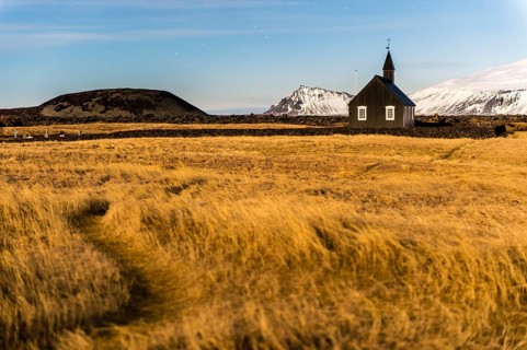 Small church in the Icelandic countryside