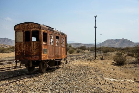 Old coach of the Italian railway from Massawa to Asmarra