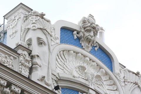 Art Nouveau facade of the house Eliza iela 10b or Elizabeth Street 10b