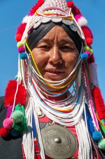 Traditionally dressed woman from the Akha people