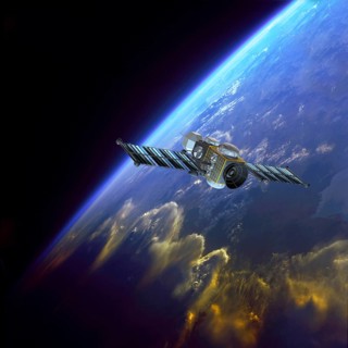 Geostationary orbit satellite above the Earth