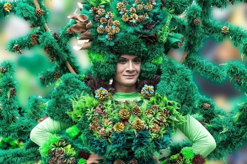 Elaborate costume at the Jember Fashion Festival