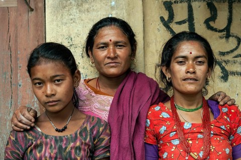 Nepalese women in traditional clothes