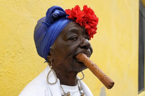 Woman with a cigar