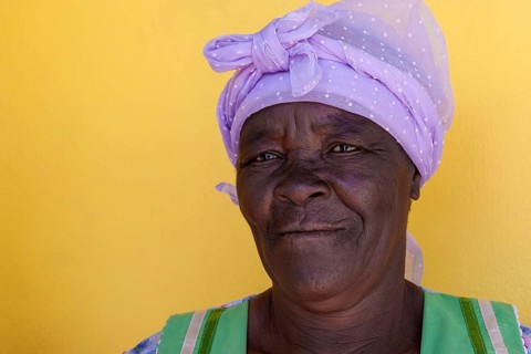 Native woman wearing headscarf