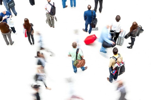 Commuters waiting at Waterloo Station