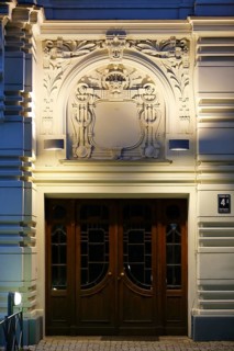Art Nouveau entrance of the house Strelnieku iela 12