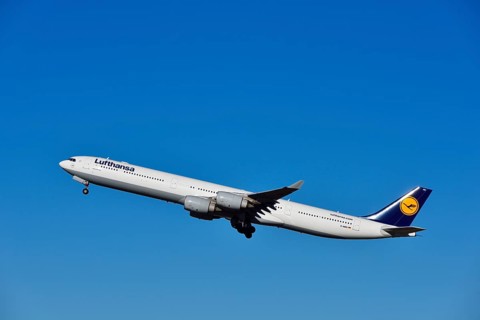 Lufthansa Airbus A 340-600 taking off