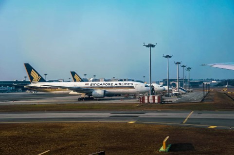 Airbus of Singapore Airlines at Changi Airport
