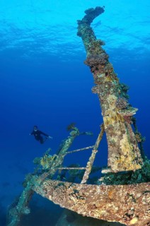 Freediver diving the Gianis D wreck