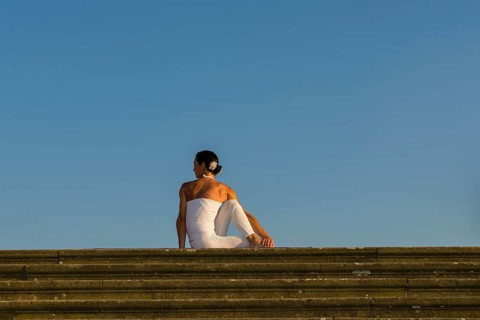 Young woman practising Hatha yoga