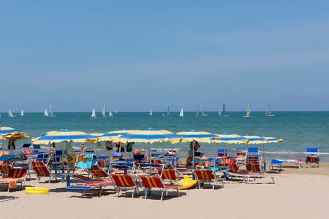 People sunbathing on the beach