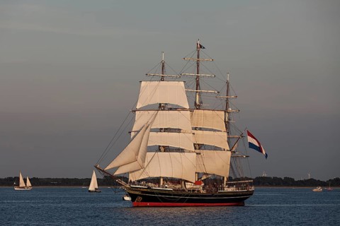 Evening sailing with the Stad Amsterdam in the foreground