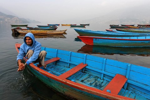 Colourful boats on Phewa Lake