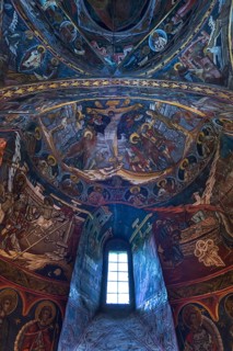 Wall frescos in the interior of the Humor Monastery